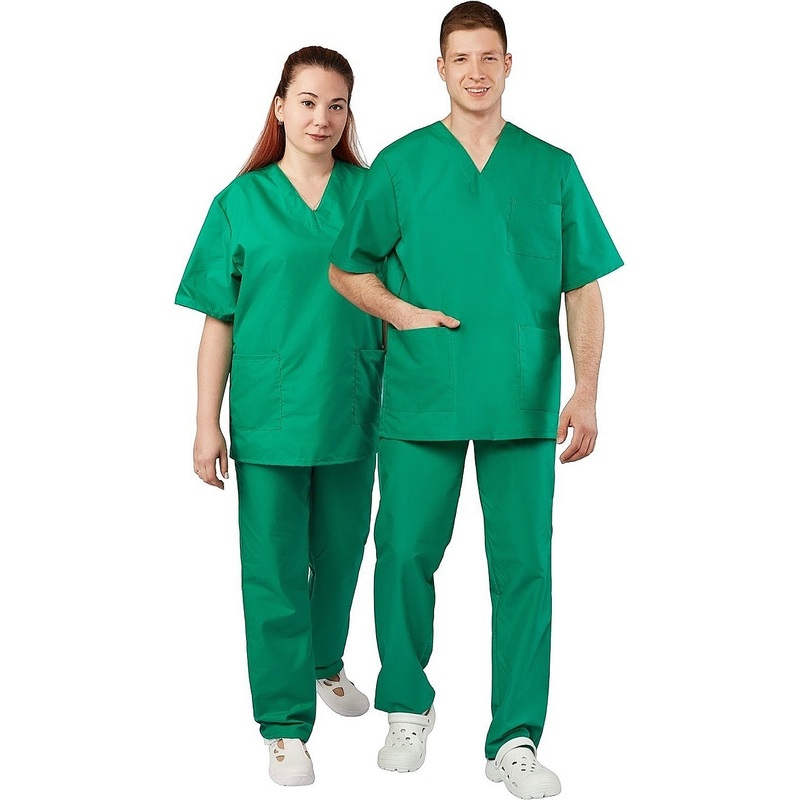 Изображение товара Костюм хирургический м05-КБР с коротким рукавом зелёный (размер 88-92 (44-46), рост 170-176)