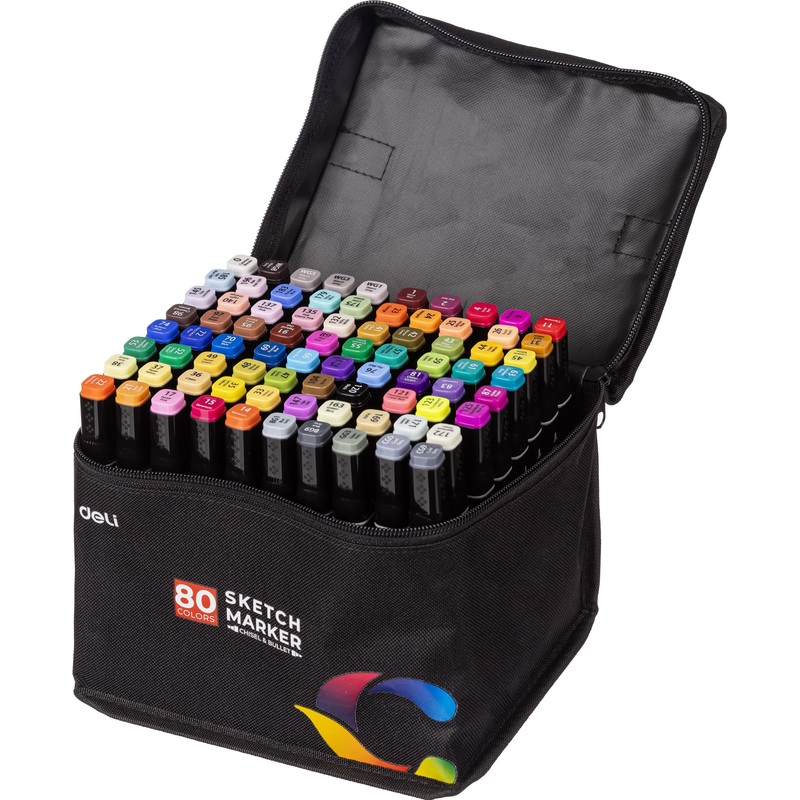 Изображение товара Набор маркеров для скетчинга Deli двухсторонние 80 цветов