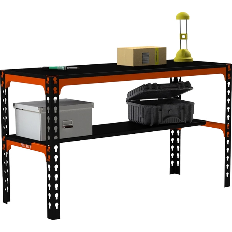 Изображение товара Производственный металлический стол 1200х400х750 мм оранжевый/чёрный