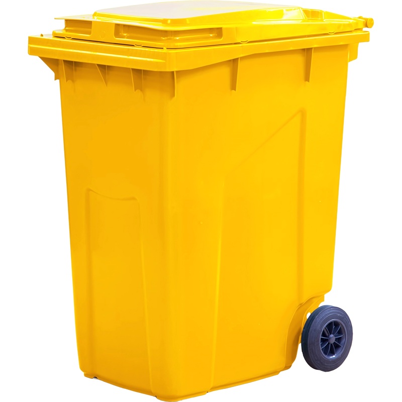 Изображение товара Контейнер-бак мусорный 360 л пластиковый на колесах с крышкой желтый