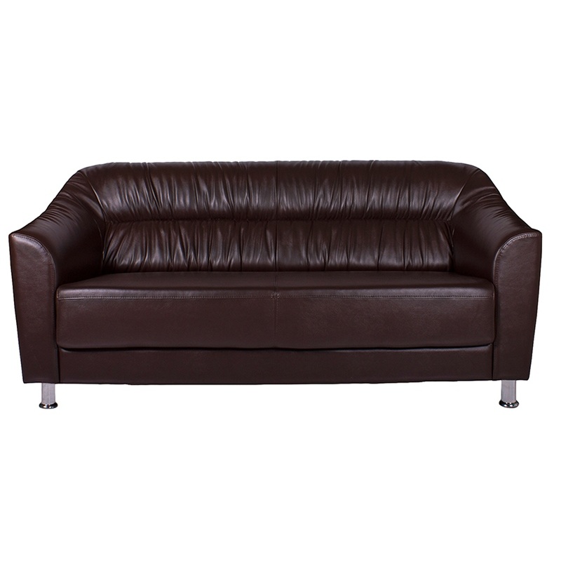 Изображение товара Диван трехместный Райт коричневый глянцевый (искусственная кожа)