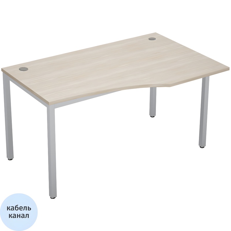 Изображение товара Эргономичный правый стол Avance 6М.023 1400х900х750 мм шамони светлый/алюминий матовый