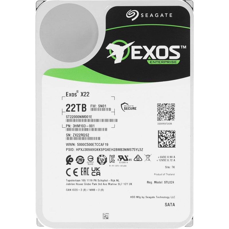Изображение товара Жесткий диск Seagate 22 ТБ SATA 3.5 дюйма 7200 об/мин 285 Мб/с