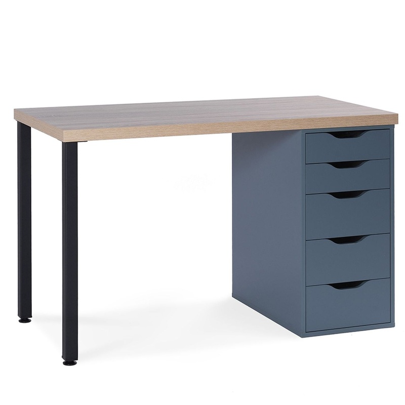 Изображение товара Стол компьютерный ГУД ЛАКК Ингар 1/5Т (бирюзовый/дуб беленый/чёрный, 1200х550х750 мм)