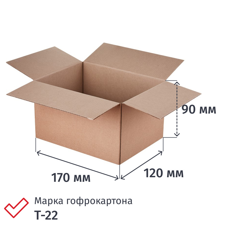 Изображение товара Гофрокороб 170x120x90 мм T-22 профиль B бурый Россия 10 штук в упаковке