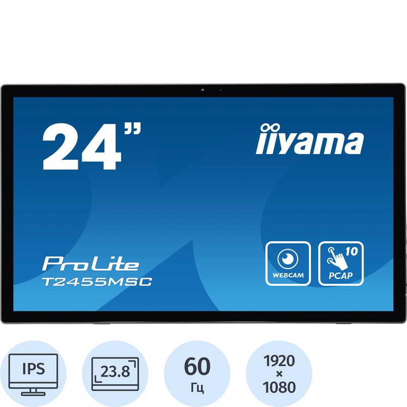Изображение товара Монитор 23.8" Iiyama ProLite T2455MSC-B1 с Full HD и IPS-экраном Изображение товара Монитор 23.8" Iiyama ProLite T2455MSC-B1 с Full HD и IPS-экраном