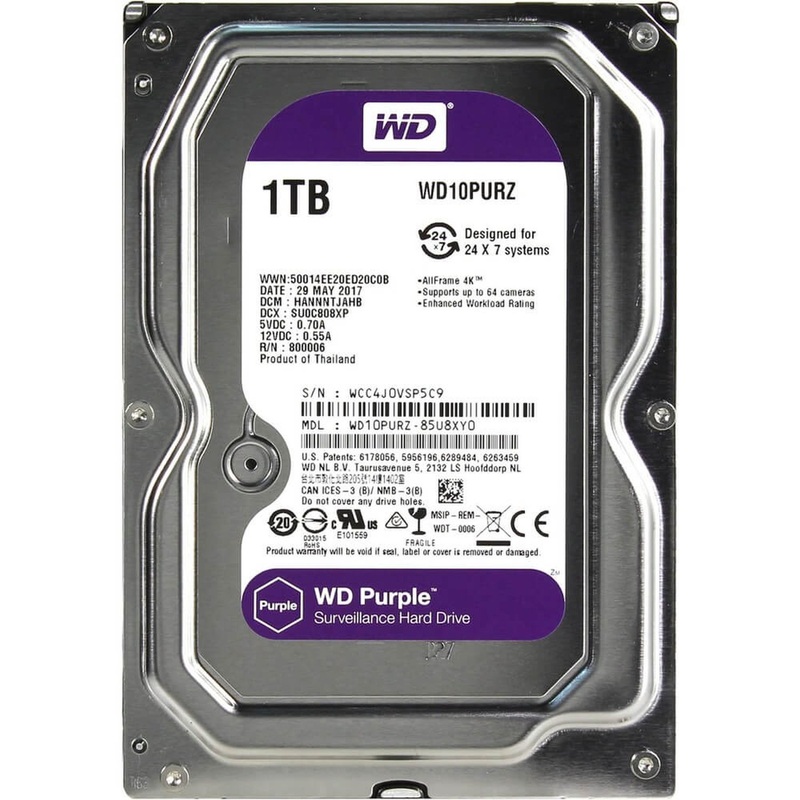Изображение товара Жесткий диск Western Digital Purple 1 Тб SATA 3.5" для NAS и видеонаблюдения