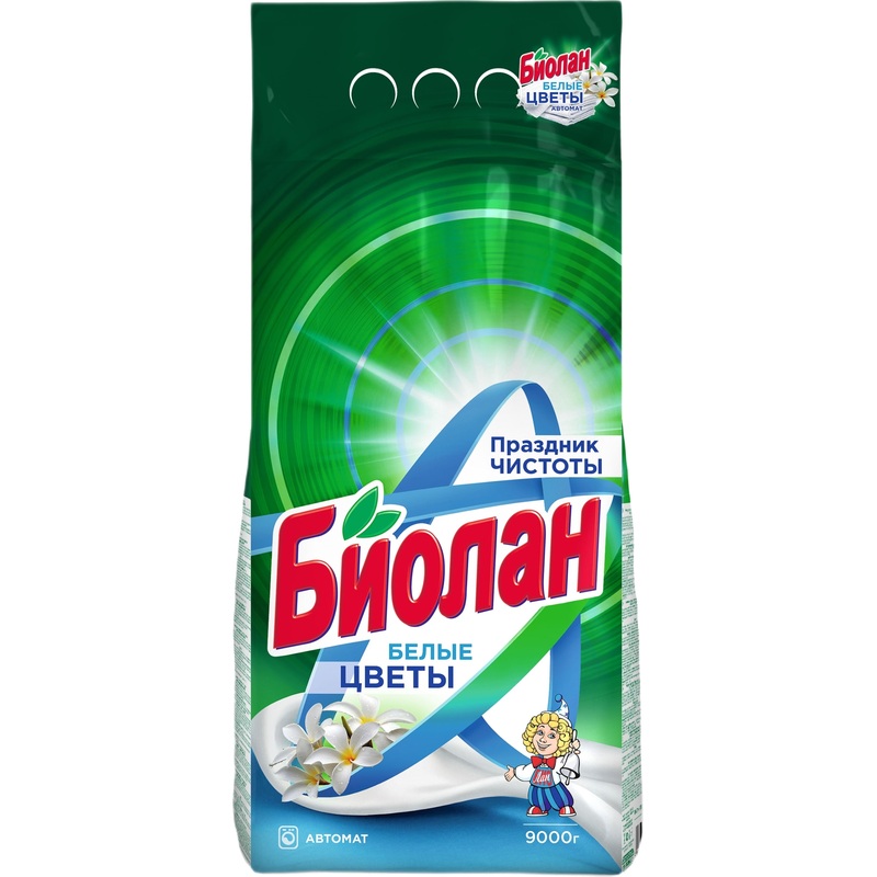 Изображение товара Порошок стиральный автомат Биолан Белые Цветы 9 кг для белого белья