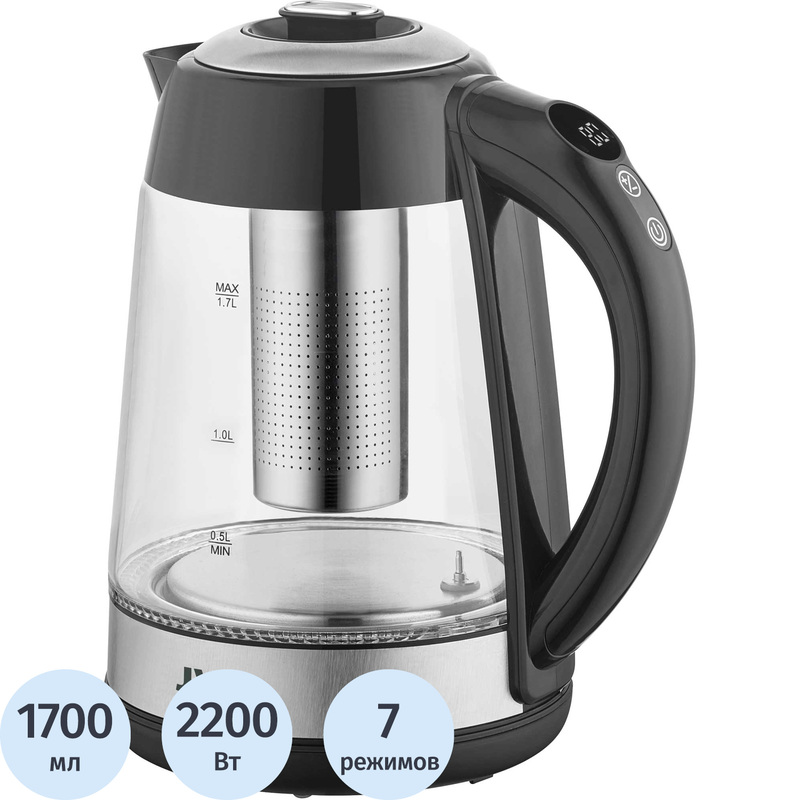 Изображение товара Электрический чайник JVC JK-KE1710 1.7 л черный стеклянный модернизированный