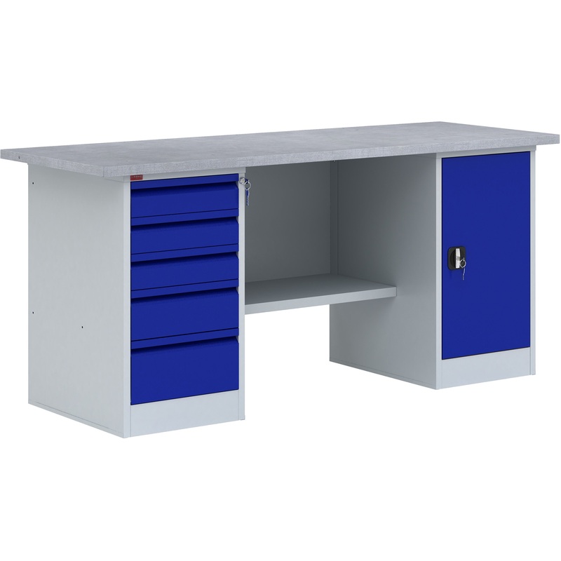 Изображение товара Верстак Paxs ВП 4 с двумя тумбами 1900х685х860 мм серый