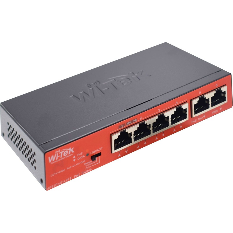 Изображение товара Коммутатор Wi-Tek WI-PS205 с поддержкой PoE для сетевой инфраструктуры