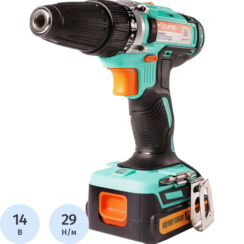 Изображение товара Аккумуляторная дрель-шуруповерт Sturm CD3614 14 В 2 аккумулятора аккумулятор и кейс