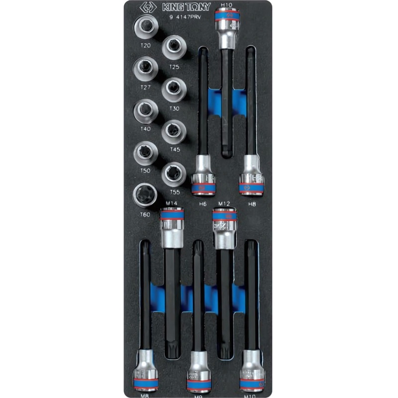 Изображение товара Набор головок King Tony 17 предметов с ложементом TORX SPLINE HEX 9-4147PRV