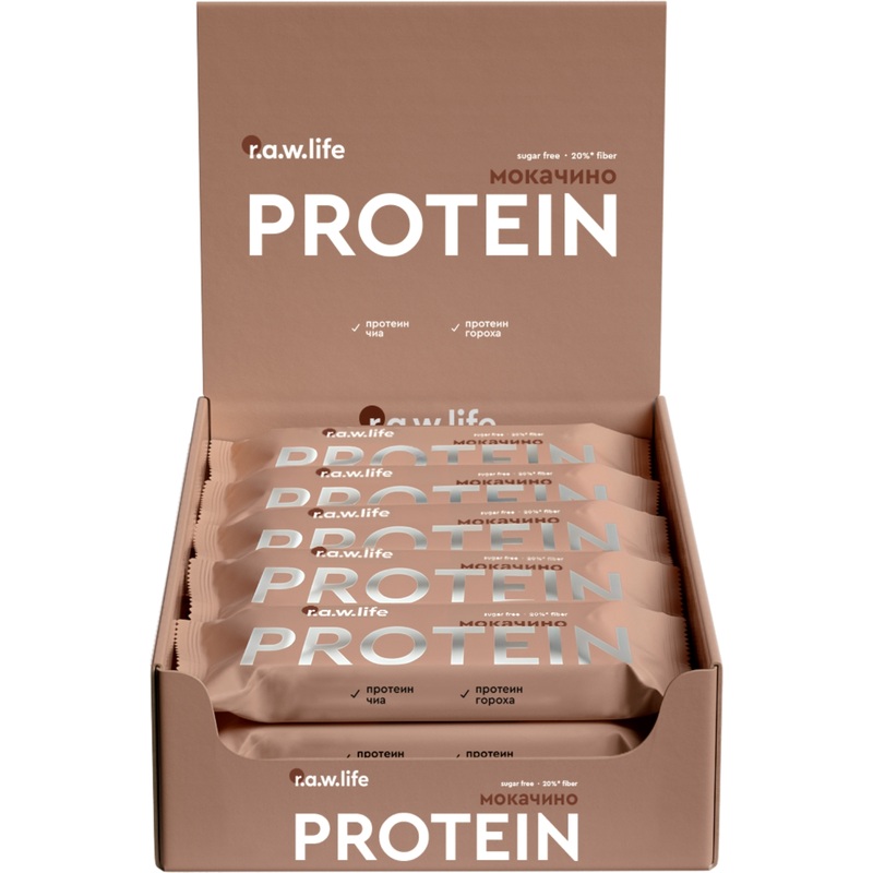 Изображение товара Батончик протеиновый R.A.W.life мокачино (15 батончиков по 46 г)