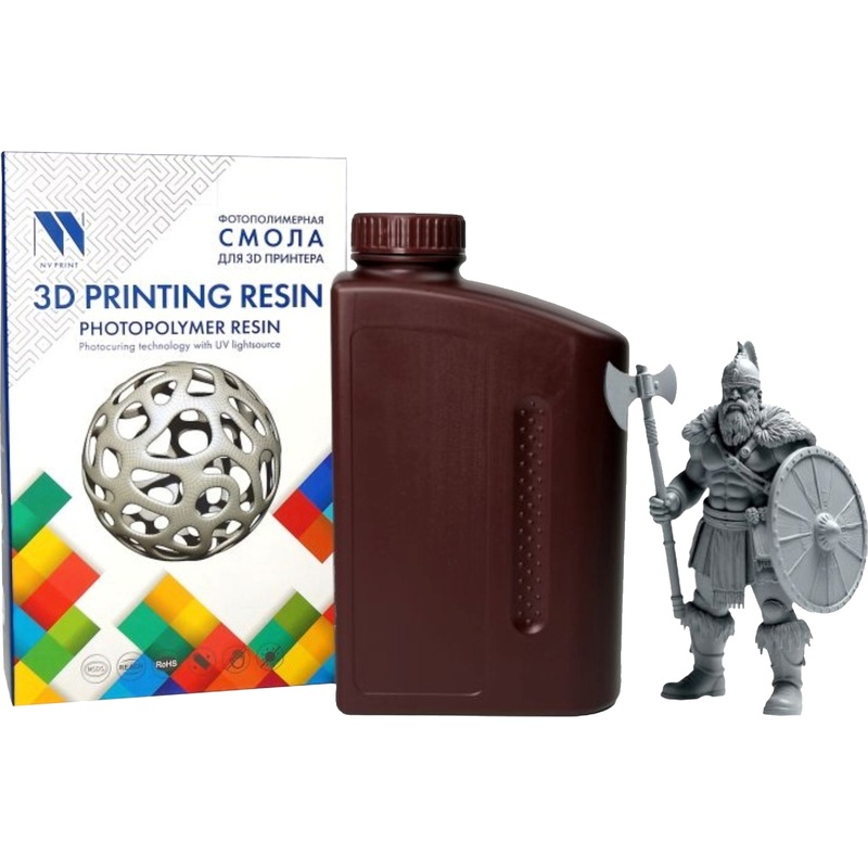 Изображение товара Фотополимер для 3D-принтера NV Print Standard Resin NV-3D-STD-RESIN-GREY серый 1 л Изображение товара Фотополимер для 3D-принтера NV Print Standard Resin NV-3D-STD-RESIN-GREY серый 1 л