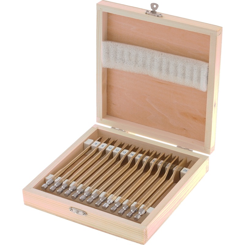 Изображение товара Набор свёрл перовых по дереву Matrix 6-25 мм HSS/Р6М5 с хвостовиком шестигранным 13 штук (70442)