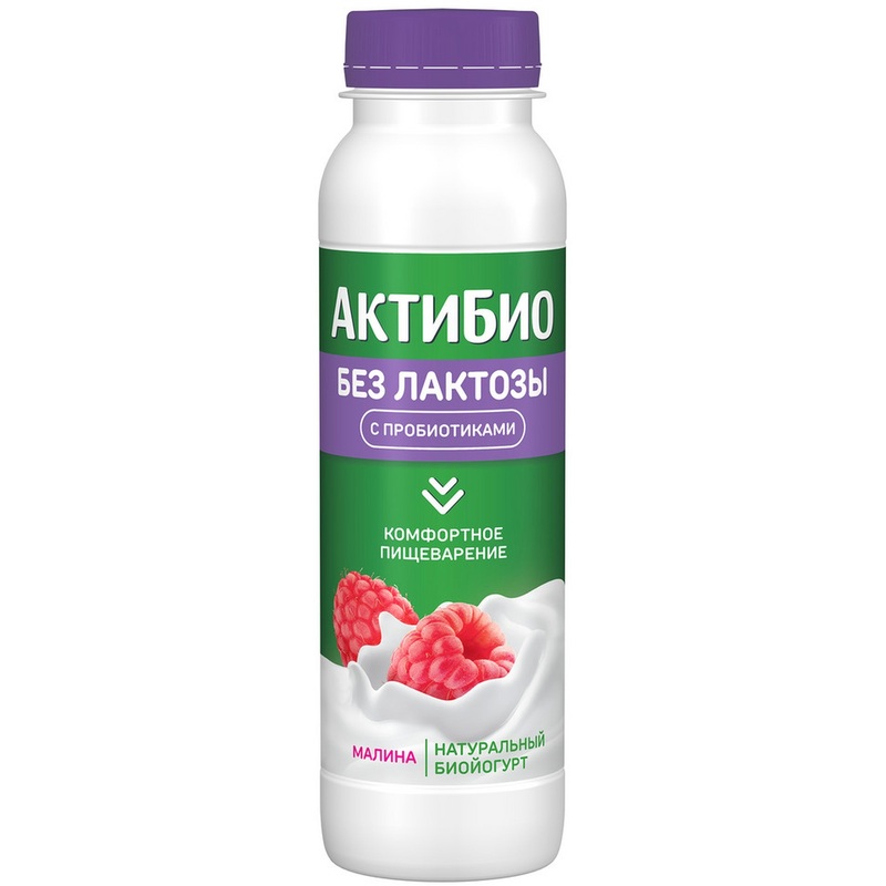 Изображение товара Йогурт питьевой АктиБио безлактозный малина 1.5% 260 г