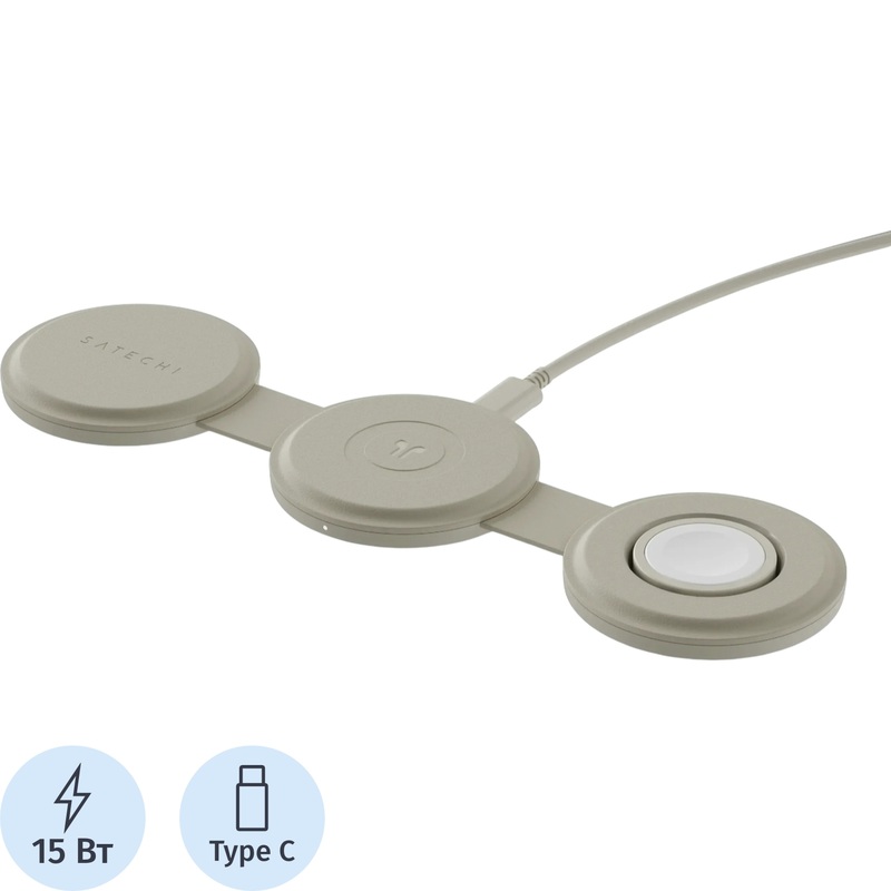 Изображение товара Сетевое зарядное устройство Satechi OntheGo 3-In-1 15 Вт (ST-QTG31W)