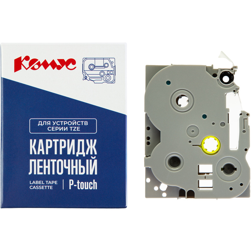 Изображение товара Картридж Комус TZE-335 для принтера этикеток Brother 12 мм 8 м черный шрифт белый