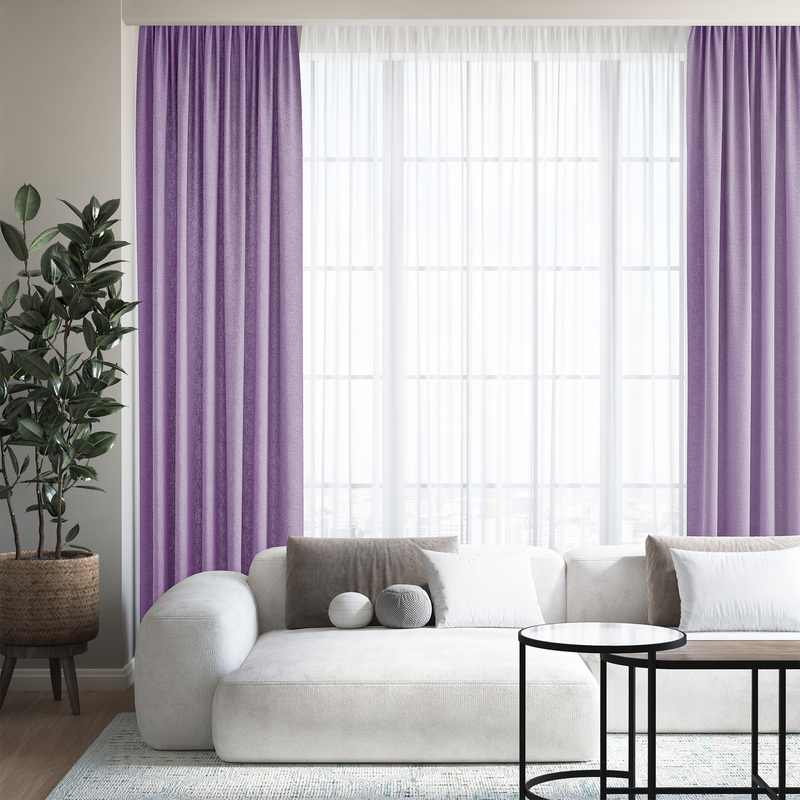 Изображение товара Комплект штор Волшебная ночь Рогожка (2 шторы 165x270 см, 2 подхвата) сиреневый