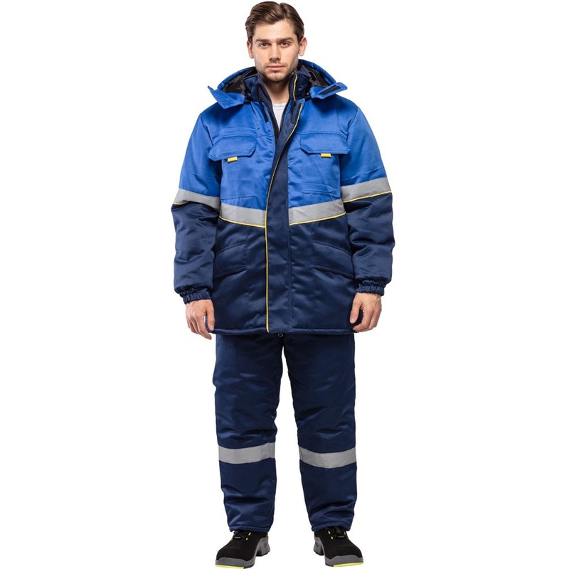 Изображение товара Рабочая зимняя куртка з43-КУ мужская васильковая/синяя из твила с утеплителем синтепон