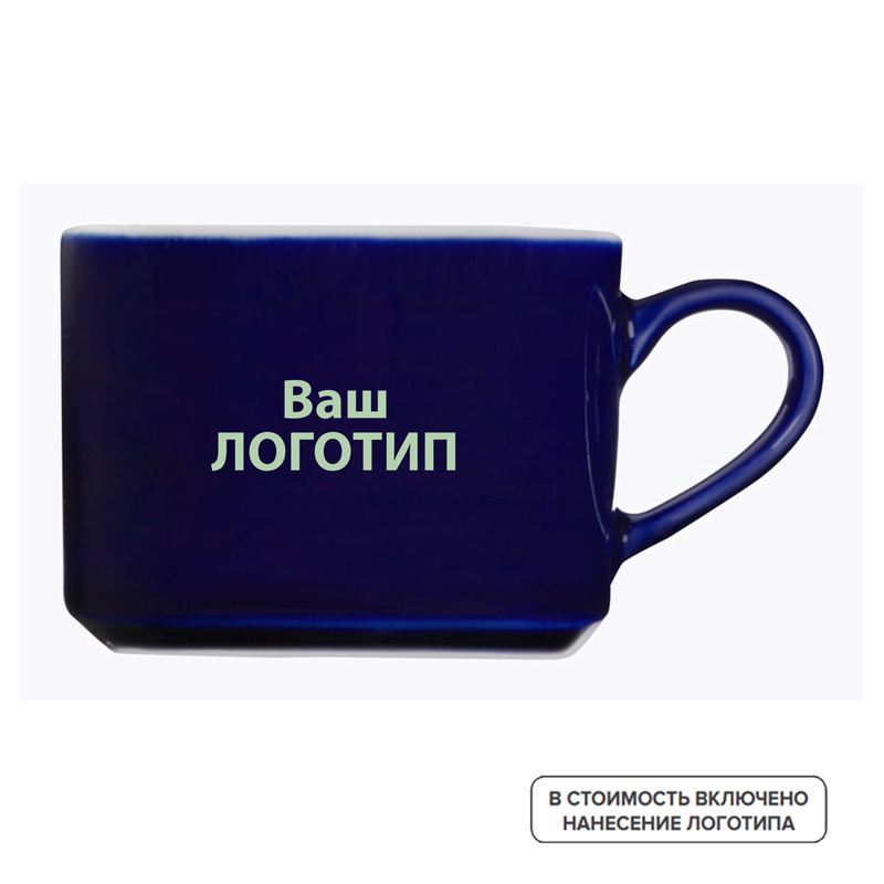 Изображение товара Чайная пара Phyto синяя фарфоровая с логотипом, 220 мл, 72 штуки