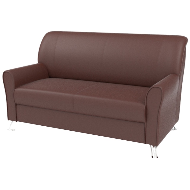 Изображение товара Двухместный диван Европа из искусственной кожи коричневого цвета