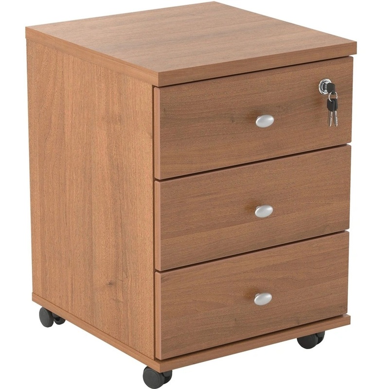 Изображение товара Тумба подкатная Easy to lead Easy One орех выдвижные ящики замок офисная мебель