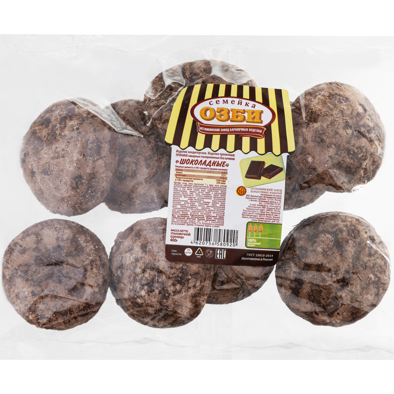 Изображение товара Пряники Семейка Озби заварные шоколадные 400 г Россия