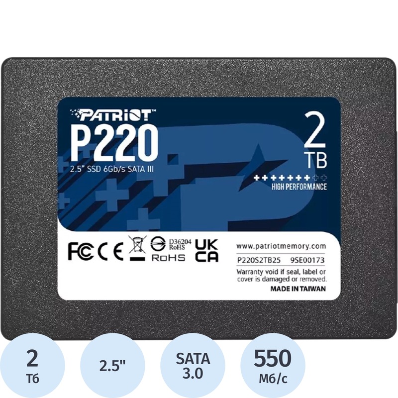 Изображение товара Платформенный SSD Patriot P220 2 ТБ SATA 3.0 Изображение товара Платформенный SSD Patriot P220 2 ТБ SATA 3.0