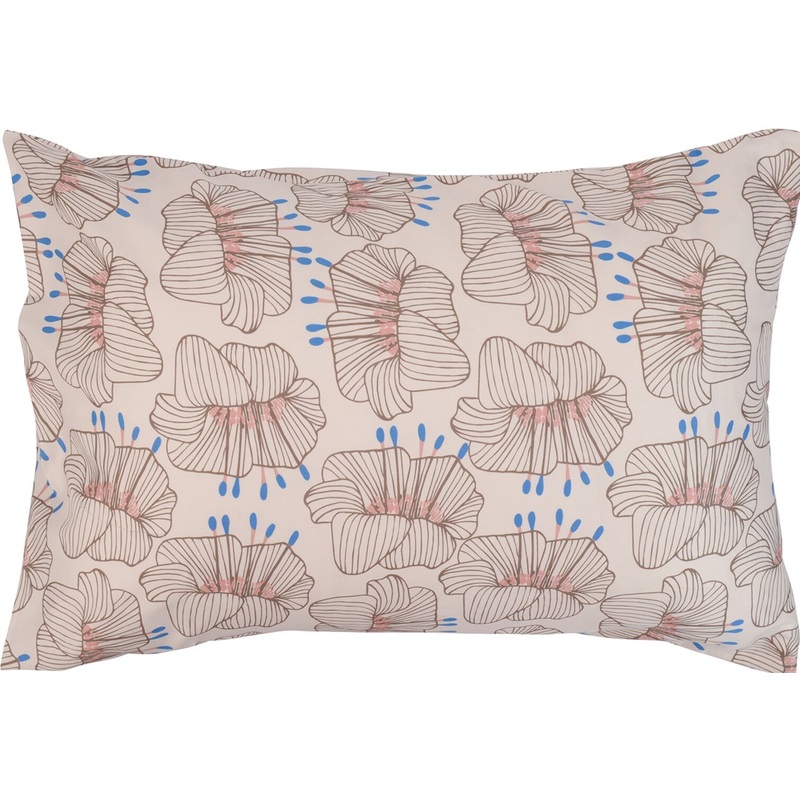 Изображение товара Наволочка Tkano Prairie Цветы 50x70 см сатин бежевый 2 шт домашний текстиль