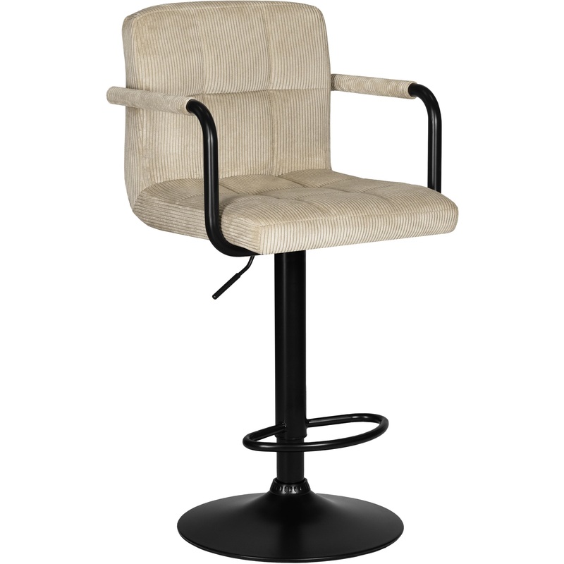 Изображение товара Барный стул LM-5011_BlackBase бежевый чёрный Вельвет фанера металл