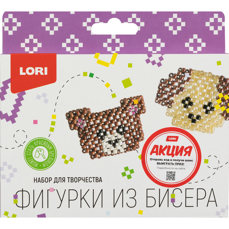 Изображение товара Набор для изготовления Фигурки из бисера Lori медвежонок щенок