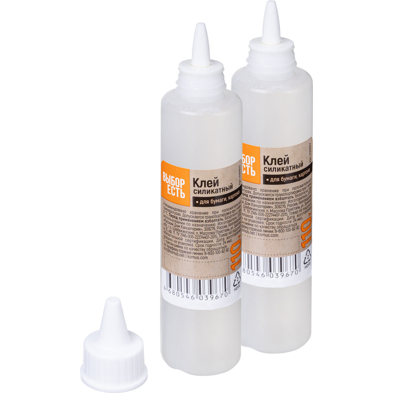 Изображение товара Клей силикатный жидкий Выбор есть 110 г прозрачный пластиковый аппликатор