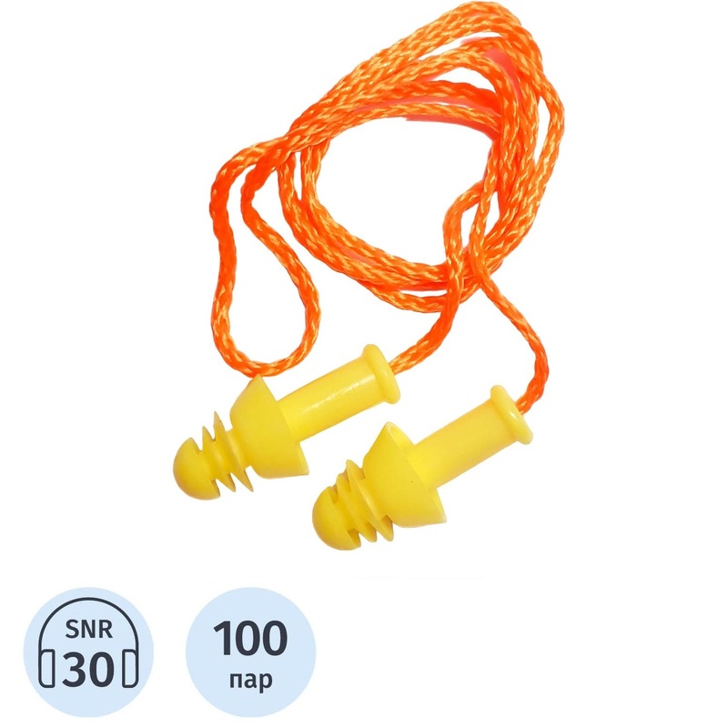 Изображение товара Беруши противошумные многоразовые Ампаро Каскад 30 дБ силиконовые 100 пар