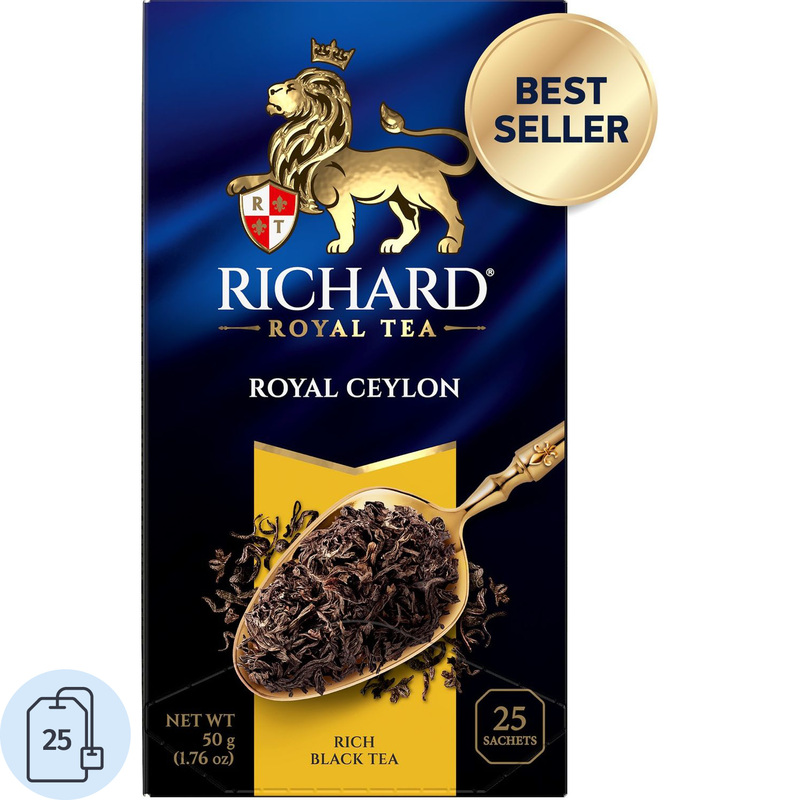 Изображение товара Чай черный Richard Royal Ceylon 25 сашет — классический цейлонский чай высокого качества