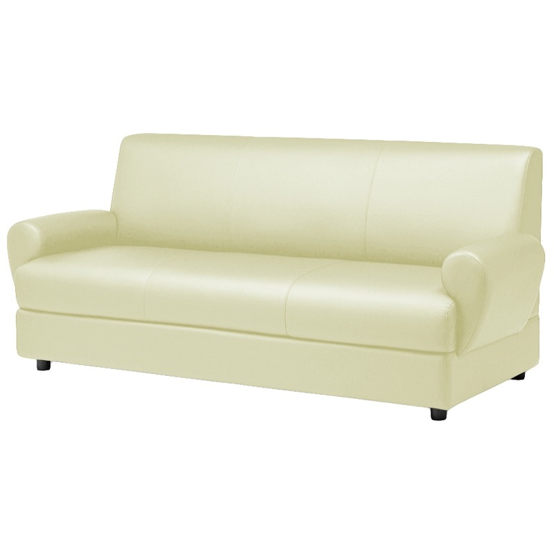 Изображение товара Диван трехместный Матрикс светло-бежевый из искусственной кожи