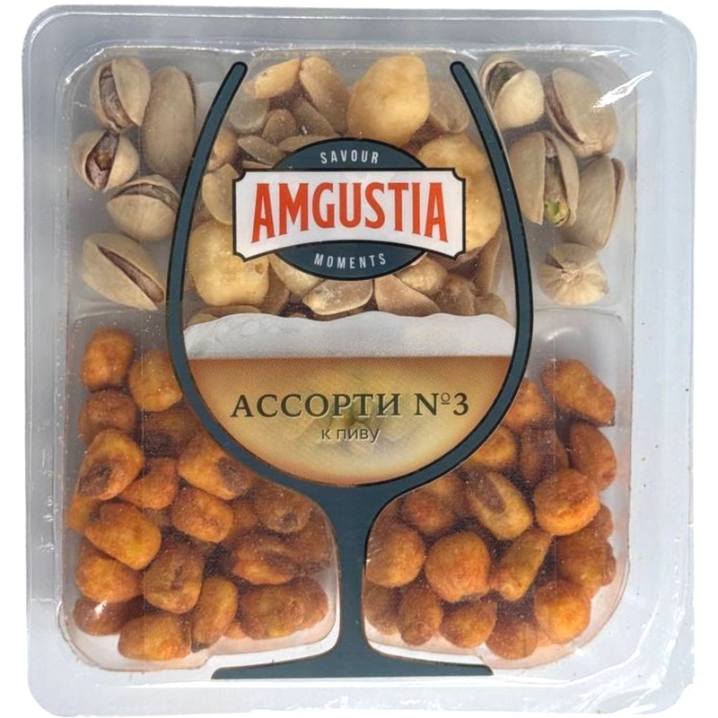 Изображение товара Сырная тарелка Амгусьия Лёгкая встреча 65 г натуральный сыр и орехи в пластиковой упаковке