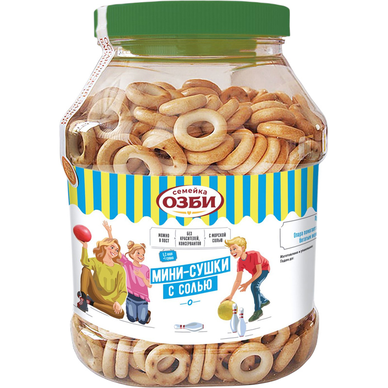 Изображение товара Мини-сушки Семейка Озби с солью 700 г - хрустящий хлебный продукт