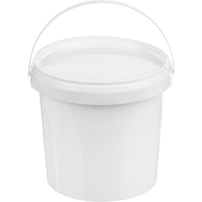 Изображение товара Ведро полипропиленовое 1 л белое с крышкой и ручкой (диаметр 123.2 мм, 10 штук в упаковке)