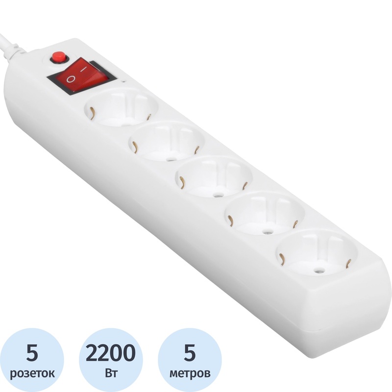 Изображение товара Сетевой фильтр Buro 500SH на 5 розеток 5 метров с защитой