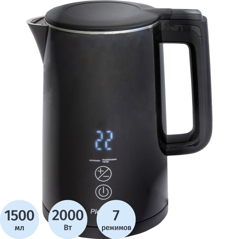Изображение товара Чайник электрический Pioneer KE577M чёрный, 2000 Вт, 1.5 литра
