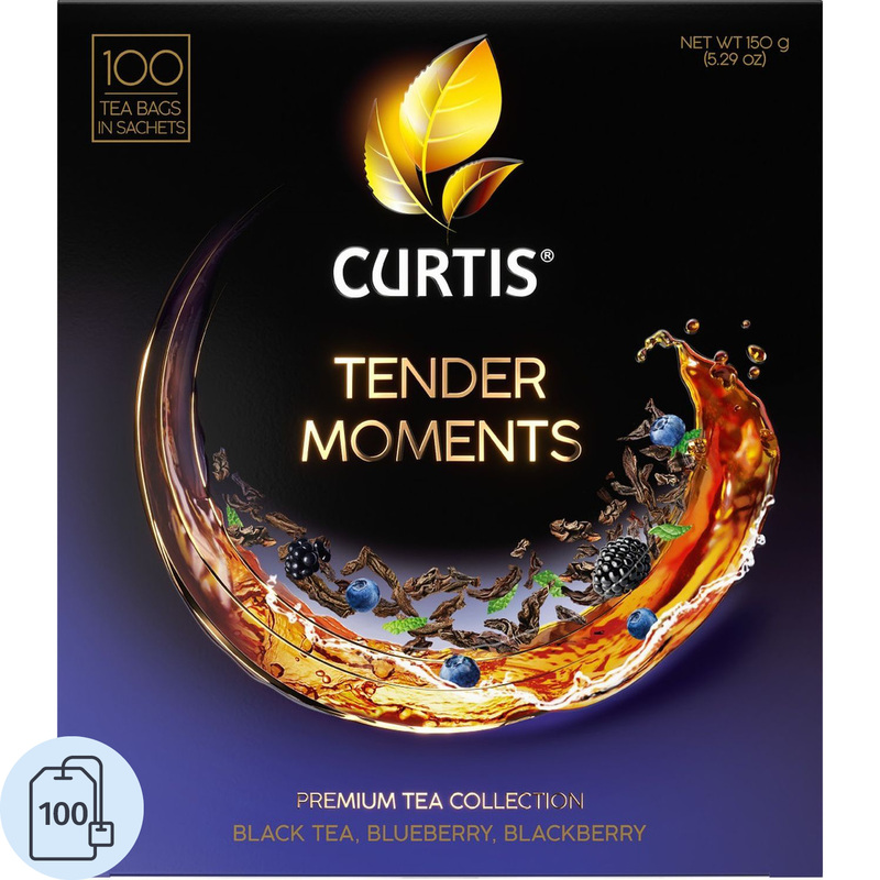 Изображение товара Черный чай Curtis Tender Moments 100 пакетиков - аромат ягод черники и ежевики