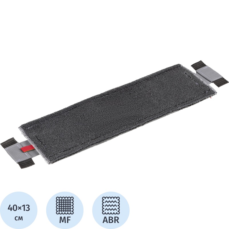 Изображение товара Насадка МОП для швабры-флаундера (плоской) Росмоп микрофибра/абразив 40x13 см серая (Т-уши)