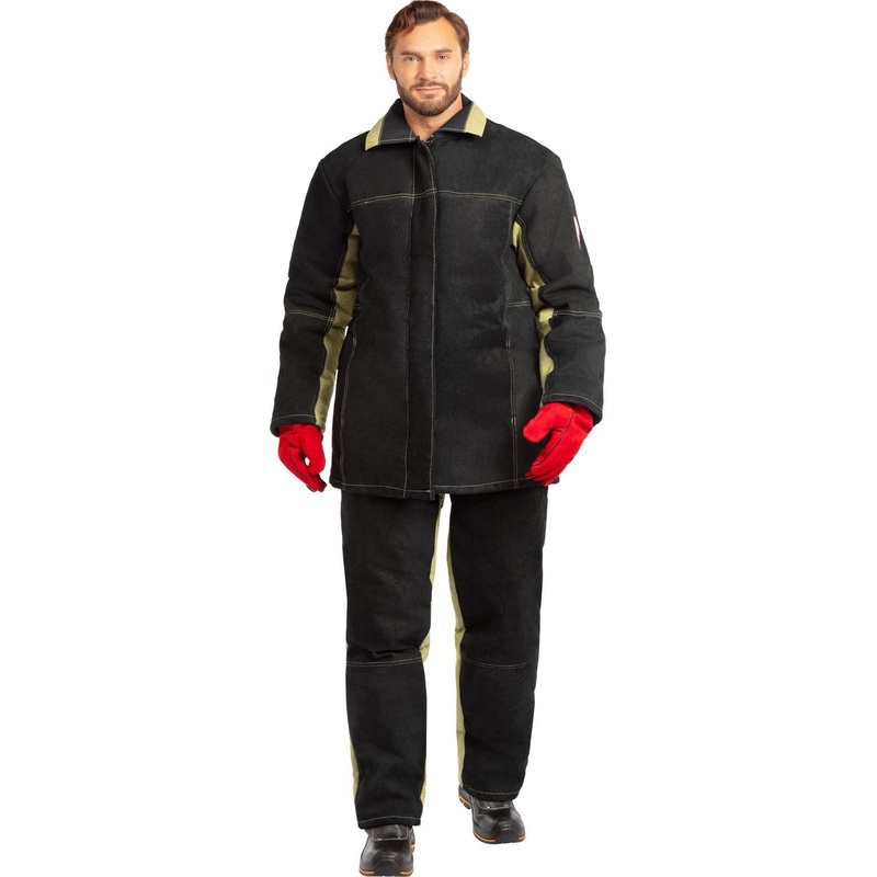 Изображение товара Костюм сварщика КС21ПР брезент утеплённый зимний хаки/чёрный 52-54