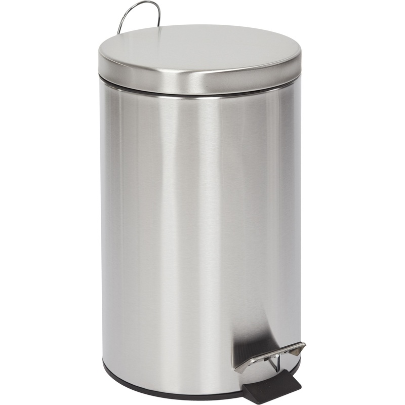 Изображение товара Ведро мусорное Luscan 12л нержавеющая сталь с педалью и крышкой серебристое