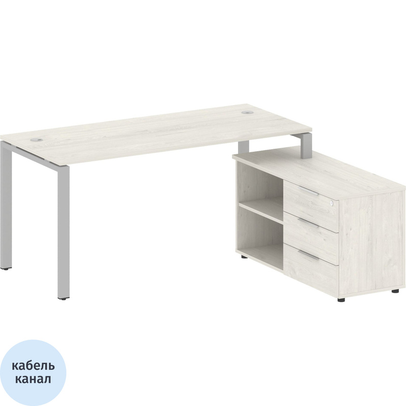 Изображение товара Стол угловой Metal System Style БП.РС-СТС-2.4 Пр правый с тумбой (дуб наварра/серый, 1700х1520х750 мм)