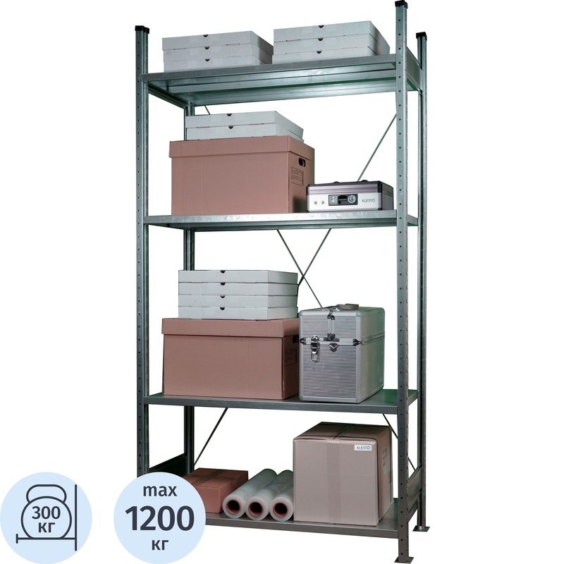 Изображение товара Стеллаж металлический Klesto НE204-512 для склада 1330х500х2000 мм