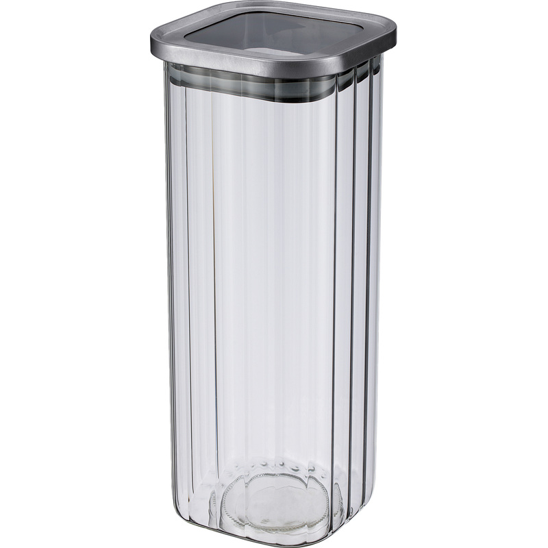 Изображение товара Банка для сыпучих продуктов Regent inox Desco 1.9 л стеклянная квадратная