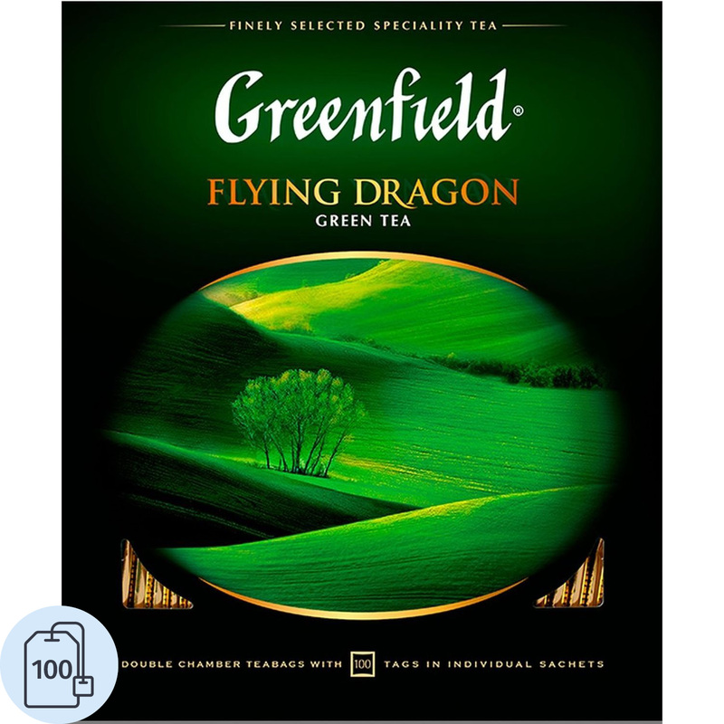 Изображение товара Зеленый чай Greenfield Flying Dragon 100 пакетиков натуральный Китай